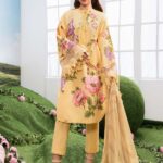 MBasics 3 Pc Unstitched Embroidered Lawn Suit-MB-26-4B Maria B M/Basics Eid II Spring Summer 2026 pale yellow lawn suit UK Zee Collections, full suit look