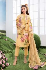 MBasics 3 Pc Unstitched Embroidered Lawn Suit-MB-26-4B Maria B M/Basics Eid II Spring Summer 2026 pale yellow lawn suit UK Zee Collections, full suit look
