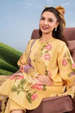 MBasics 3 Pc Unstitched Embroidered Lawn Suit-MB-26-4B Maria B M/Basics Eid II Spring Summer 2026 pale yellow lawn suit UK Zee Collections, shirt front