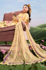 MBasics 3 Pc Unstitched Embroidered Lawn Suit-MB-26-4B Maria B M/Basics Eid II Spring Summer 2026 pale yellow lawn suit UK Zee Collections, side look with dupatta