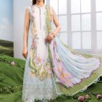 MBasics 3 Pc Unstitched Embroidered Lawn Suit-MB-26-5A Maria B M/Basics Eid II Spring Summer 2026 ice blue lawn suit UK Zee Collections, full suit