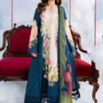 MBasics 3 Pc Unstitched Embroidered Lawn Suit-MB-26-5B Maria B M/Basics Eid II Spring Summer 2026 navy blue lawn suit UK Zee Collections. full suit