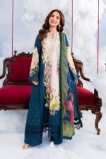 MBasics 3 Pc Unstitched Embroidered Lawn Suit-MB-26-5B Maria B M/Basics Eid II Spring Summer 2026 navy blue lawn suit UK Zee Collections. full suit