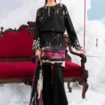 MBasics 3 Pc Unstitched Embroidered Lawn Suit-MB-26-6A Maria B M/Basics Eid II Spring Summer 2026 black off-white lawn suit UK Zee Collections, front look
