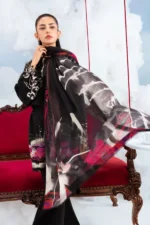 MBasics 3 Pc Unstitched Embroidered Lawn Suit-MB-26-6A Maria B M/Basics Eid II Spring Summer 2026 black off-white lawn suit UK Zee Collections, side look