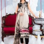 MBasics 3 Pc Unstitched Embroidered Lawn Suit-MB-26-6B Maria B M/Basics Eid II Spring Summer 2026 black lawn suit UK Zee Collections., full front look