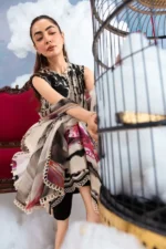 MBasics 3 Pc Unstitched Embroidered Lawn Suit-MB-26-6B Maria B M/Basics Eid II Spring Summer 2026 black lawn suit UK Zee Collections, front