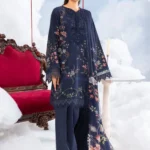 MBasics 3 Pc Unstitched Embroidered Lawn Suit-MB-26-7B Maria B M/Basics Eid II Spring Summer 2026 blue lawn suit UK Zee Collections, full front look