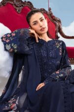 MBasics 3 Pc Unstitched Embroidered Lawn Suit-MB-26-7B Maria B M/Basics Eid II Spring Summer 2026 blue lawn suit UK Zee Collections, shirt front