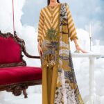 MBasics 3 Pc Unstitched Embroidered Lawn Suit-MB-26-8A Maria B M/Basics Eid II Spring Summer 2026 mustard lawn suit UK Zee Collections, full front look