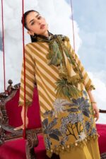 MBasics 3 Pc Unstitched Embroidered Lawn Suit-MB-26-8A Maria B M/Basics Eid II Spring Summer 2026 mustard lawn suit UK Zee Collections, kameez close look