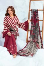 MBasics 3 Pc Unstitched Embroidered Lawn Suit-MB-26-8B Maria B M/Basics Eid II Spring Summer 2026 red lawn suit UK Zee Collections, front salwar kameez and dupatta