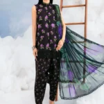 MBasics 3 Pc Unstitched Embroidered Lawn Suit-MB-26-9B Maria B M/Basics Eid II Spring Summer 2026 black lawn suit UK Zee Collections, full front look