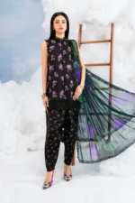 MBasics 3 Pc Unstitched Embroidered Lawn Suit-MB-26-9B Maria B M/Basics Eid II Spring Summer 2026 black lawn suit UK Zee Collections, full front look