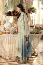 Maria B 3 Piece Unstitched Luxury Chiffon Suit-D5-Pistachio Green embroidered dress UK, side look