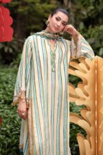 Maria B M.Prints Unstitched Embroidered Jacquard Suit-MPT 02b mustard green 3 piece Pakistani suit UK Eid outfit