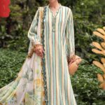 Maria B M.Prints Unstitched Embroidered Jacquard Suit-MPT 02b mustard green 3 piece Pakistani suit UK Eid outfit