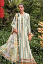 Maria B M.Prints Unstitched Embroidered Jacquard Suit-MPT 02b mustard green 3 piece Pakistani suit UK Eid outfit