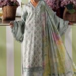 Maria B M.Prints Unstitched Embroidered Lawn Suit-MPT–01b grey 3 piece Pakistani lawn suit UK Eid summer outfit, fu;; front look