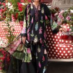 Maria B M.Prints Unstitched Embroidered Lawn Suit-MPT 05b in the UK. Elegant black 3-piece Eid lawn suit with embroidery. full front look