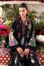 Embroidered Lawn Suit-MPT 05b in the UK. Elegant black 3-piece Eid lawn suit with embroidery. shirt and sleecves look