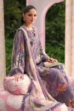 Maria B M.Prints Unstitched Embroidered Lawn Suit-MPT 06b in the UK. Elegant lilac 3-piece Eid lawn suit with embroidery, salwar kameez and dupatta