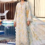 Maria B M.Prints Unstitched Embroidered Lawn Suit-MPT 07a in the UK. Elegant sea green 3-piece Eid lawn suit, full front look