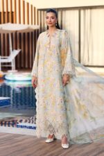 Maria B M.Prints Unstitched Embroidered Lawn Suit-MPT 07a in the UK. Elegant sea green 3-piece Eid lawn suit, full front look