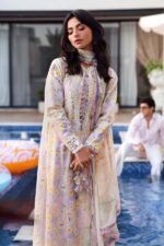 Maria B M.Prints Unstitched Embroidered Lawn Suit-MPT 07b, kameez front and sleeves close look