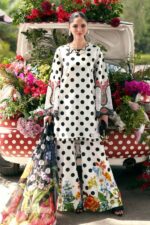 Maria B M.Prints Unstitched Embroidered Lawn Suit-MPT 08a in the UK. Elegant white & black 3-piece Eid lawn suit, full front look