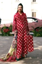 Maria B M.Prints Unstitched Embroidered Lawn Suit-MPT 08b in the UK. Elegant maroon 3-piece Eid lawn suit with embroidery full front look