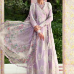 Maria B M.Prints Unstitched Embroidered Lawn Suit-MPT 09b in the UK. Elegant white & blue 3-piece Eid lawn suit with embroidery, full front look
