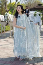 Rang Rasiya Unstitched Eid Outfit 26'-AYLA cotton net embroidered 3 piece Pakistani designer suit with embossed dupatta UK, FULL FRONT LOOK