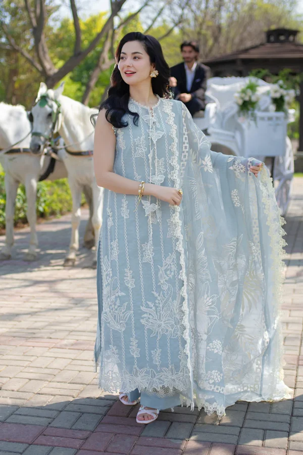 Rang Rasiya Unstitched Eid Outfit 26'-AYLA cotton net embroidered 3 piece Pakistani designer suit with embossed dupatta UK, FULL FRONT LOOK
