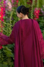 Rang Rasiya Unstitched Eid Outfit 26'-AYRA, a premium 3-piece embroidered lawn suit perfect for Eid and summer wear in the UK, back look