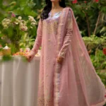Rang Rasiya Unstitched Eid Outfit 26'-Alayna embroidered lawn suit 3 piece unstitched Pakistani designer dress with organza dupatta,full front look