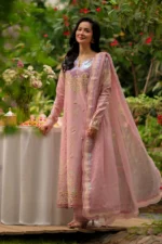 Rang Rasiya Unstitched Eid Outfit 26'-Alayna embroidered lawn suit 3 piece unstitched Pakistani designer dress with organza dupatta,full front look
