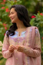 Rang Rasiya Unstitched Eid Outfit 26'-Alayna in the UK, neck design close look