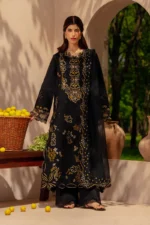 Rang Rasiya Unstitched Eid Outfit 26'-LAYL embroidered lawn suit 3 piece Pakistani designer dress schiffli organza dupatta UK, full front look