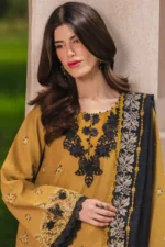 Rang Rasiya Unstitched Eid Outfit 26'-MAHI embroidered lawn suit 3 piece Pakistani designer dress schiffli 3D flower organza UK, neck embroidery