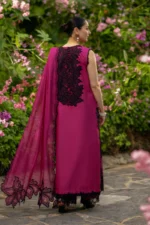 Rang Rasiya Unstitched Eid Outfit 26'-MAYA embroidered lawn suit 3 piece Pakistani designer dress with cotton net dupatta UK, back look