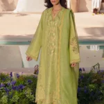Rang Rasiya Unstitched Eid Outfit 26'-NADINE embroidered lawn suit 3 piece Pakistani designer dress organza motifs textured dupatta UK, full front look
