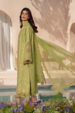 Rang Rasiya Unstitched Eid Outfit 26'-NADINE embroidered lawn suit 3 piece Pakistani designer dress organza motifs textured dupatta UK, side look
