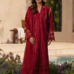 Rang Rasiya Unstitched Eid Outfit 26'-NEHAL embroidered lawn suit 3 piece Pakistani designer dress with textured dupatta and organza details UK, full front look