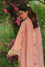 Rang Rasiya Unstitched Eid Outfit 26'-RANIA, a luxury 3-piece embroidered lawn suit designed for Eid and summer wear in the UK, dupatta closeup