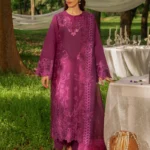 Rang Rasiya Unstitched Eid Outfit 26'-ZAHA embroidered lawn suit 3 piece Pakistani designer dress printed organza dupatta UK, full front look