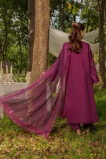 Rang Rasiya Unstitched Eid Outfit 26'-ZAHA embroidered lawn suit 3 piece Pakistani designer dress printed organza dupatta UK, back look