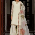 Zarif Unstitched Chiffon Suit 26’-AMANI-01 from Nourah By Zarif 2026, 3-piece offwhite dress, full front look