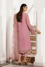 Zarif Unstitched Chiffon Suit 26’-SHAYRA-03 pink sequins embroidered chiffon Pakistani dress Nourah By Zarif, 3-piece Pakistani suit in the UK, back side