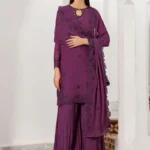 Zarif Unstitched Chiffon Suit 26’-WADHAI-08 purple embroidered chiffon Pakistani dress Nourah By Zarif 2026 UK, full front look